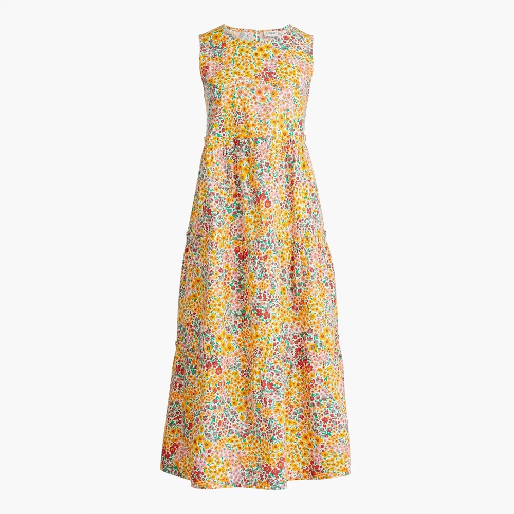 J Crew Floral Tiered Midi Dress